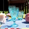 Geschirr Glas Weinglas Maritim blau 6 hellblau mit Seestern in der Deko