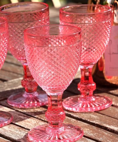 Geschirr Glas Weinglas Vintage Rose 4 aus der Nähe