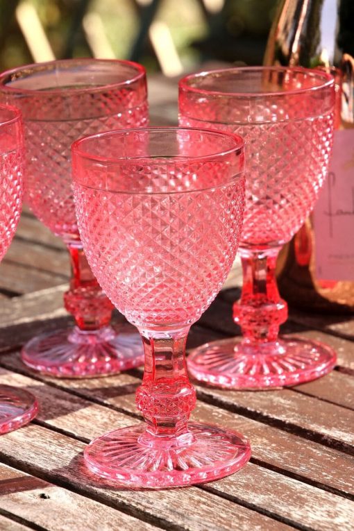 Geschirr Glas Weinglas Vintage Rose 4 aus der Nähe