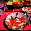 Geschirr Teller Blumen - Rote Blume auf Porzellanteller