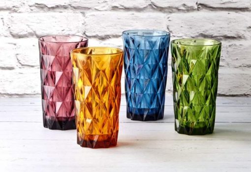 Glas Wasserglas Highgate Long Bunt dekoriert