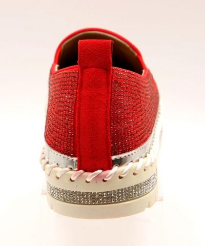 Schuhe Loafer Rot Strass Rückseite